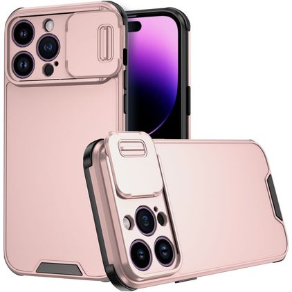 Mobigear Cam Slide iPhone 14 Pro Max Hårdt Bagsidecover med Camera Slider - Rosaguld
