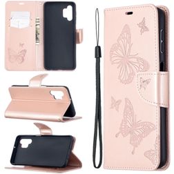 Mobigear Butterfly Samsung Galaxy A32 5G Pungetui med Seddelrum - Rosaguld