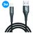 Mobigear Nylon USB-A til Apple Lightning Kabel MFI 3 m - Sort