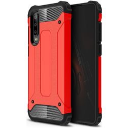 Mobigear Outdoor Huawei P30 Hårdt Bagsidecover Stødsikkert - Rød