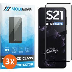 Mobigear Premium Samsung Galaxy S21 Vidro temperado Película de ecrã - Compatível com capas - Preto (Pack de 3)