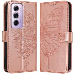 Mobigear Butterfly OPPO Reno 12 Pro Lompakkokotelo + Setelitasku - Ruusukulta