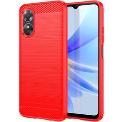 Mobigear Brushed Slim OPPO A17 Elastyczne TPU Etui plecki - Czerwony