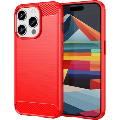 Mobigear Brushed Slim iPhone 15 Pro TPU flessibile Back cover - Rosso