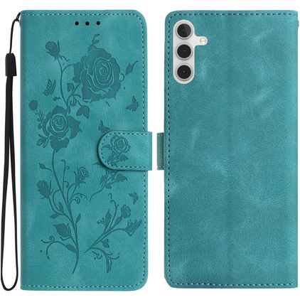 Mobigear Flowers Samsung Galaxy A17 Pungetui med Seddelrum - Grøn