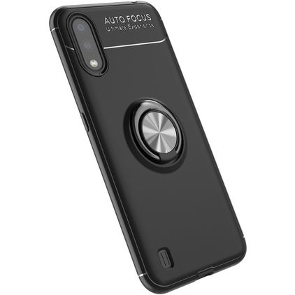 Mobigear Armor Ring Samsung Galaxy A01 TPU flexível Capa traseira Antichoque com anel - Preto