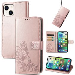Mobigear Clover iPhone 15 Lompakkokotelo + Setelitasku - Ruusukulta