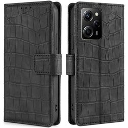 Mobigear Croco POCO X5 Pro Pungetui med Seddelrum - Sort
