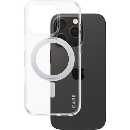 CARE by PanzerGlass Kickstand iPhone 16 Pro MagSafe Fodral Hårdplast Skal med ställ - Transparent / Silver