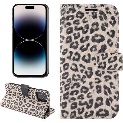Mobigear Leopard iPhone 14 Pro Max Funda tipo libro Cartera - Marrón