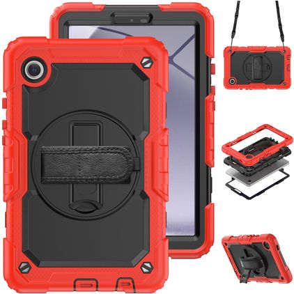 Mobigear SureGrip Xtreme Samsung Galaxy Tab A11 Case Plastic / Silicone Back cover + Shoulder Strap + Stand - Red
