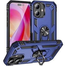 Mobigear Armor Ring iPhone 16 Hard Case Back cover Shockproof with Ring Holder - Blue