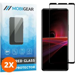 Mobigear Premium Sony Xperia 1 III Tempered Glass Screen Protector - Case Friendly - Black (2-Pack)