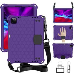 Mobigear HexStrap iPad Air 4 (2020) Plastica rigida / Schiuma EVA Back cover + Portapenna + Tracolla + Supporto - Viola