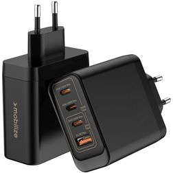 Mobilize Wall Charger 4 USB Oplader Power Delivery 140W - Sort