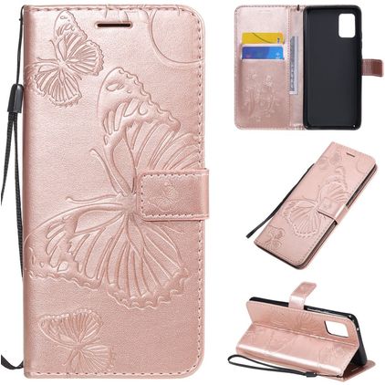 Mobigear Butterfly Samsung Galaxy A51 5G Funda tipo libro Cartera - Oro rosa
