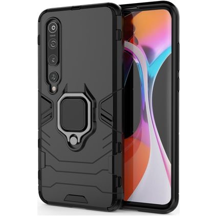 Mobigear Armor Ring Xiaomi Mi 10 Hårdt Bagsidecover Stødsikkert med ringholder - Sort