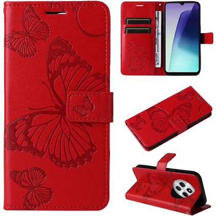 Mobigear Butterfly Xiaomi Redmi 14C Knížkové pouzdro Peněženka - Červená