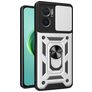 Mobigear Armor Ring Cam Slide Xiaomi Redmi 10 5G Plástico rígido Capa traseira Antichoque com anel e tampa deslizante para câmara - Prateado