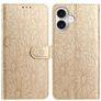 Mobigear Flowers iPhone 17 Cover a libro portafoglio - Oro