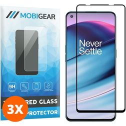 Mobigear Premium OnePlus Nord CE Vidro temperado Película de ecrã - Compatível com capas - Preto (Pack de 3)