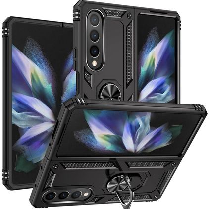 Mobigear Armor Ring Samsung Galaxy Z Fold 4 Hårdt Bagsidecover Stødsikkert med ringholder - Sort