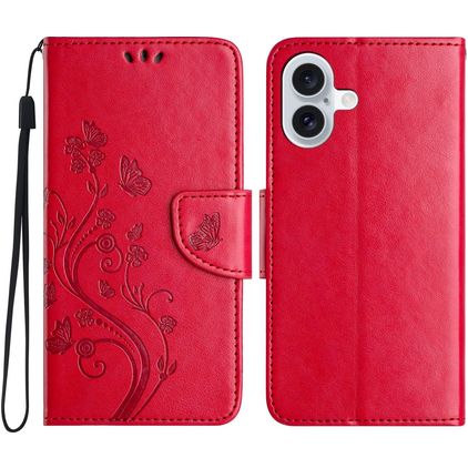 Mobigear Flowers iPhone 16 Capa livro Carteira - Vermelho
