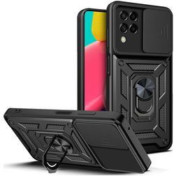 Mobigear Armor Ring Cam Slide Samsung Galaxy M53 Hårdt Bagsidecover Stødsikkert med ringholder - Sort