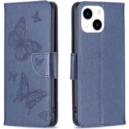 Mobigear Butterfly iPhone 15 Lompakkokotelo + Setelitasku - Sininen