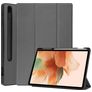 Mobigear Tri-Fold Gel Samsung Galaxy Tab S7 FE TPU / Pele sintética Capa livro + Suporte para caneta stylus - Cinzento