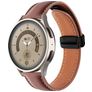 Mobigear Stitched Läder Smartwatch Armband Magnetlås - 22 mm - Brun