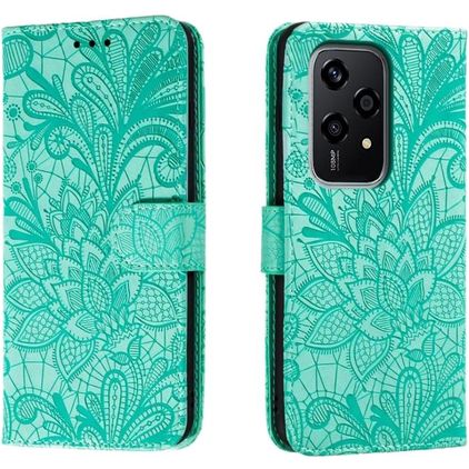Mobigear Flowers HONOR 200 Lite Lompakkokotelo + Setelitasku - Vihreä