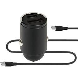 Mobiparts Car Charger Dual USB / USB-C Carregador de isqueiro USB-C 1 m Fast Charge 30W 3A - Preto