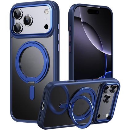 Mobigear Frosted Mag iPhone 17 Pro Max MagSafe Tvrdý plast Zadní kryt se stojánkem - Modrá