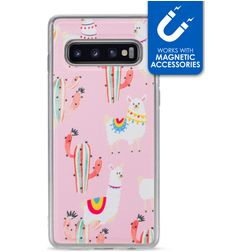 My Style Magneta Samsung Galaxy S10 TPU flexible Carcasa - Pink Alpaca