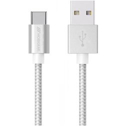 Mobigear Nylon Cable USB-A a USB-C 1 m - Blanco