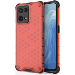 Mobigear Honeycomb OPPO Reno 7 4G Hårdt Bagsidecover Stødsikkert - Rød