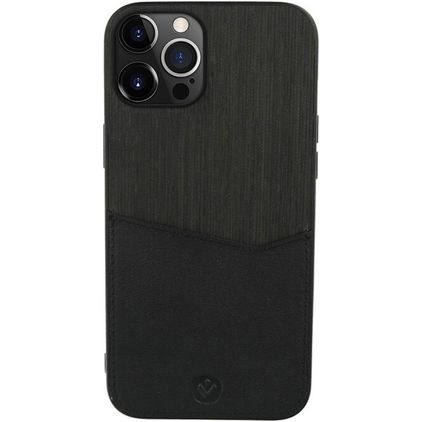 Valenta Card Slot iPhone 13 Pro Max Vera pelle Back cover con portacarte - Nero
