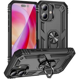 Mobigear Armor Ring iPhone 16 Fodral Hårdplast Skal Stötsäkert med ringhållare - Svart