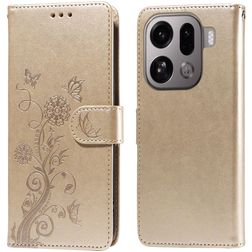 Mobigear Flowers OPPO Find X9 Pro Funda tipo libro Cartera - Dorado