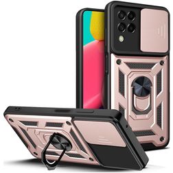 Mobigear Armor Ring Cam Slide Samsung Galaxy M53 Kova Suojakuori Iskunkestävä + Sormuspidike - Ruusukulta