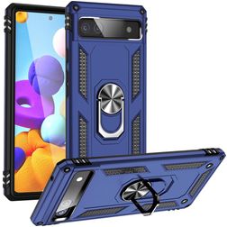 Mobigear Armor Ring Google Pixel 6a Hard Case Back cover Shockproof with Ring Holder - Blue