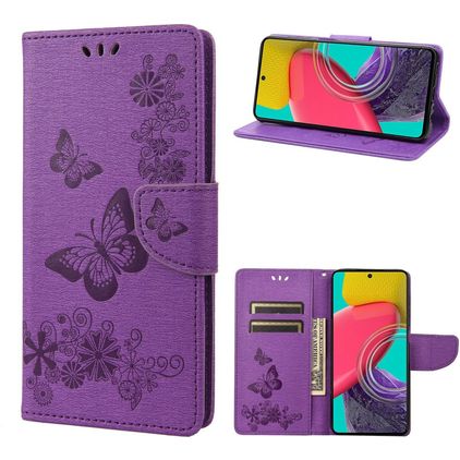 Mobigear Butterfly Samsung Galaxy M53 Lompakkokotelo + Setelitasku - Violetti