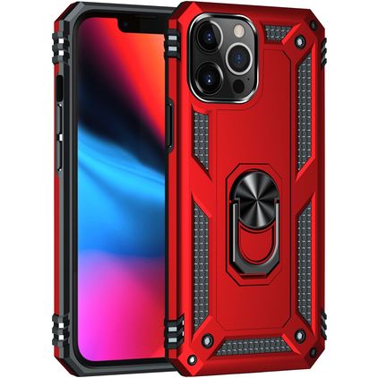 Mobigear Armor Ring iPhone 13 Pro Max Hardcase Back cover Antiurto con anello - Rosso