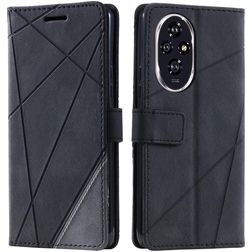 Mobigear Rhombus HONOR 200 Lompakkokotelo + Setelitasku - Musta
