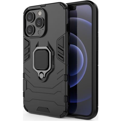 Mobigear Armor Ring iPhone 13 Pro Hårdt Bagsidecover Stødsikkert med ringholder - Sort