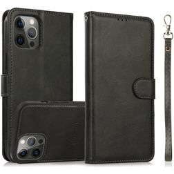 Mobigear Wallet iPhone 16 Pro Capa livro 2 em 1 com capa traseira amovível Carteira - Preto