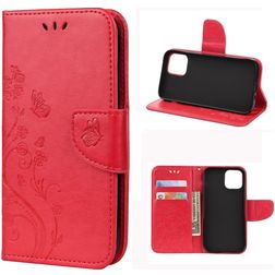 Mobigear Flowers iPhone 12 Mini Etui z klapką typu portfel - Czerwony