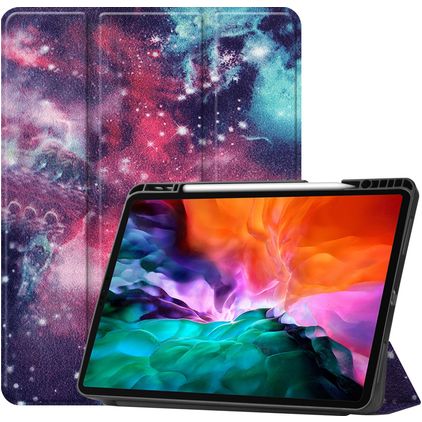 Mobigear Tri-Fold Gel iPad Pro 12,9 tommer (2021) TPU / Kunstlæder Pungetui + Stylus-holder - Milky Way