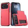 Mobigear Card iPhone 18 Pro Max Hårdt Bagsidecover Stødsikkert med kortholder - Rød